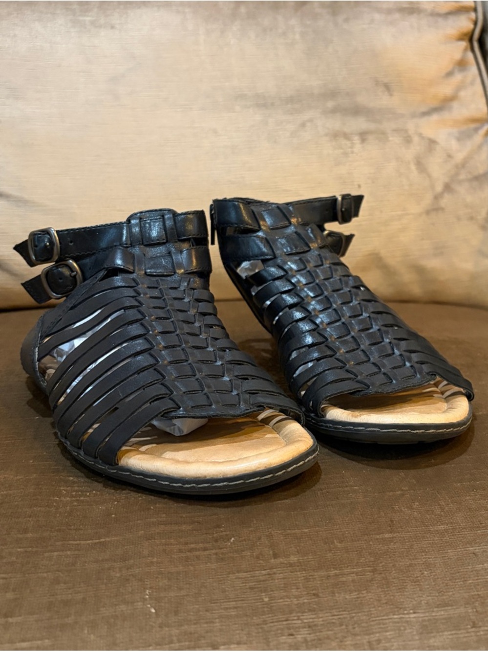 Earth Black Ankle-Strap Sandals